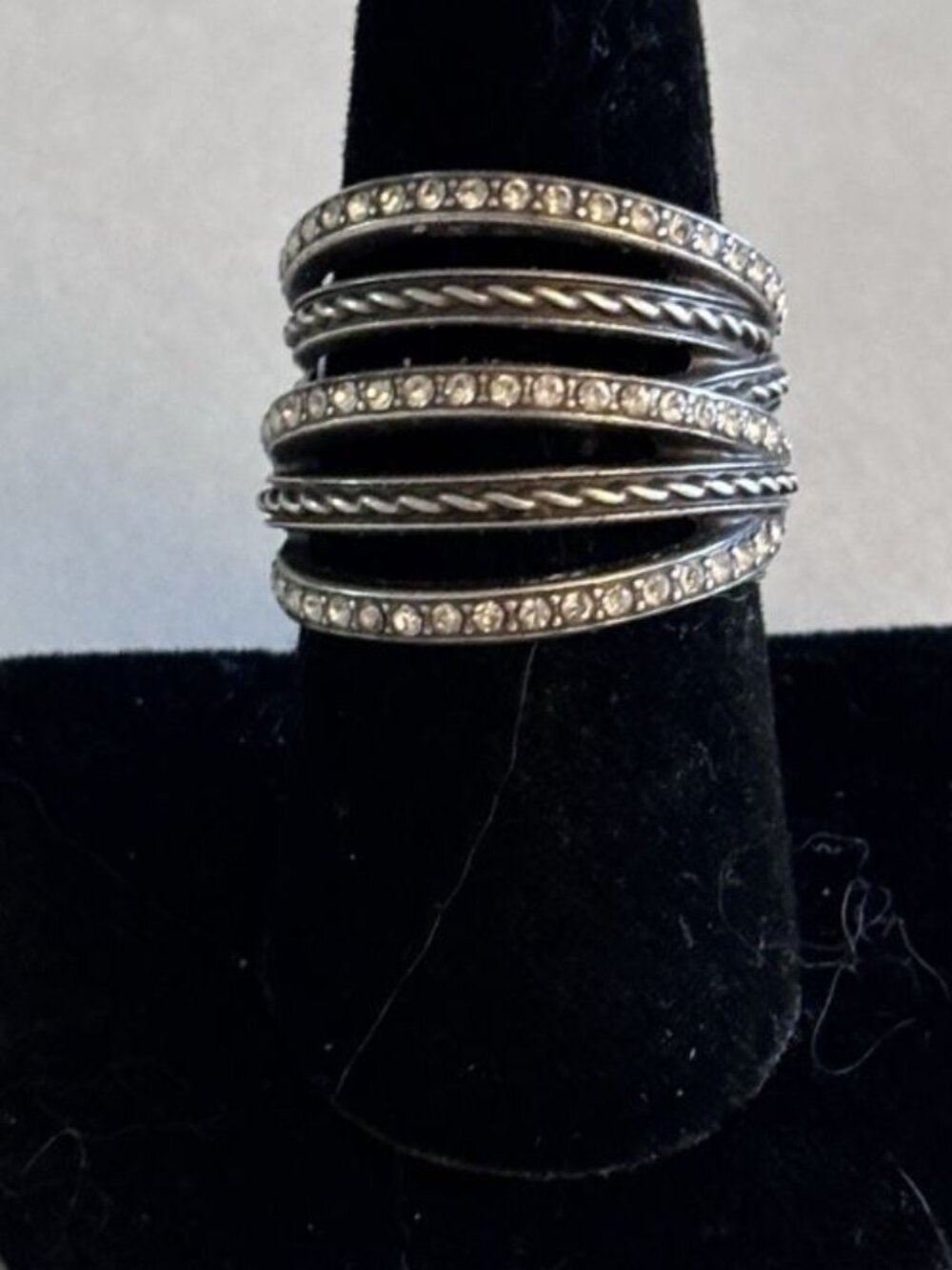 Brighton Neptune's Silver Tone Ring, Size 9. Crystals and Silver Plated